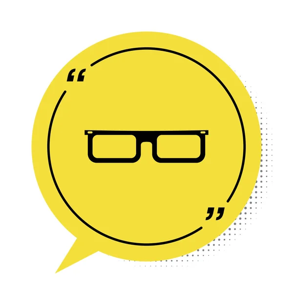 Ikona Černé Brýle Izolované Bílém Pozadí Symbol Brýlového Rámu Žlutý — Stockový vektor