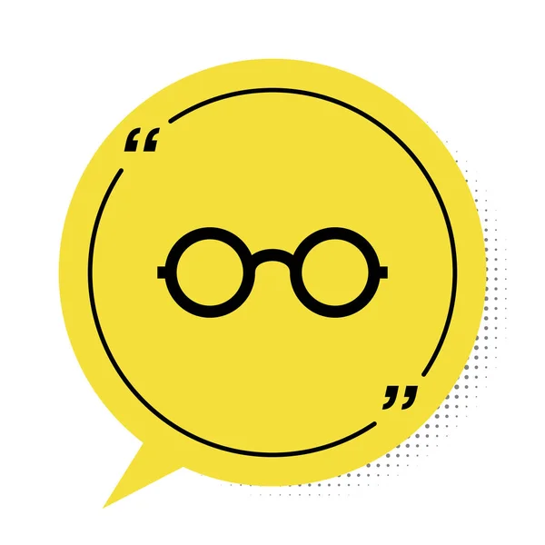 Czarna Ikona Okularów Izolowana Białym Tle Symbol Szkieł Okularów Żółty — Wektor stockowy
