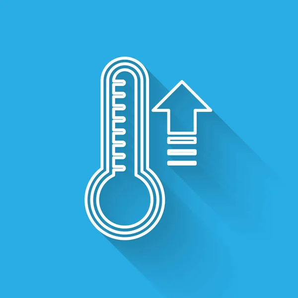 Біла Лінія Метеорологічний Термометр Вимірювання Тепла Холодної Ікони Ізольовані Довгою — стоковий вектор