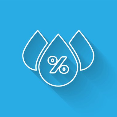 Beyaz çizgi Su bırakma yüzdesi simgesi uzun gölgeli izole edilmiş. Nem analizi. Vektör İllüstrasyonu