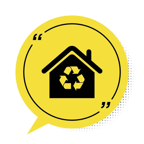 Schwarzes Öko Haus Mit Recycling Symbol Auf Weißem Hintergrund Ökologie — Stockvektor