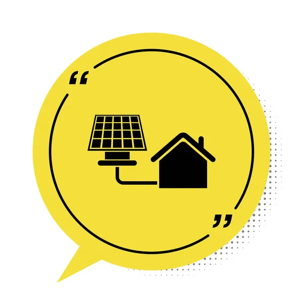 Black House Solar Panel Icon Isolated White Background Ecology Solar — Stock Vector