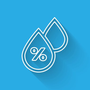 Beyaz çizgi Su bırakma yüzdesi simgesi uzun gölgeli izole edilmiş. Nem analizi. Vektör İllüstrasyonu