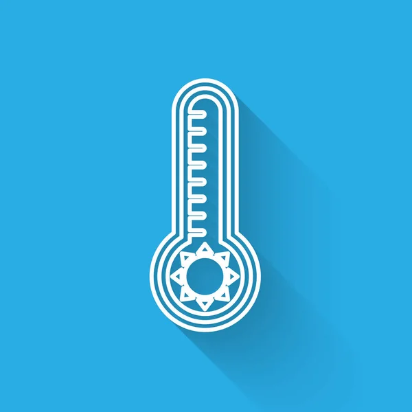 Метеорологический Термометр Белой Линии Измеряющий Тепло Холодную Иконку Изолированную Длинной — стоковый вектор