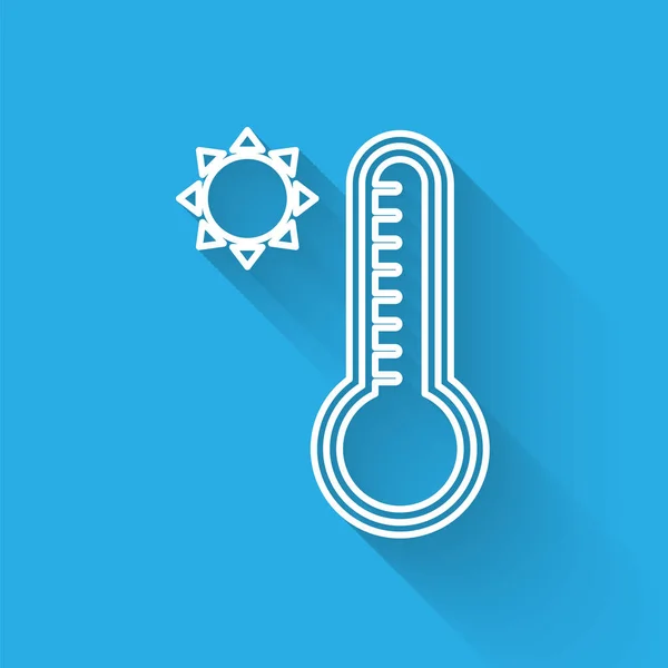 Witte Lijn Meteorologie Thermometer Meten Warmte Koude Pictogram Geïsoleerd Met — Stockvector