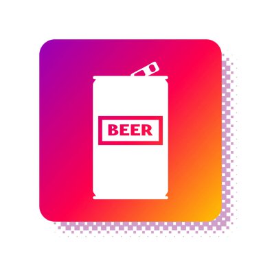 Beyaz bira ikonu beyaz arkaplanda izole edilebilir. Kare renk düğmesi. Vektör İllüstrasyonu