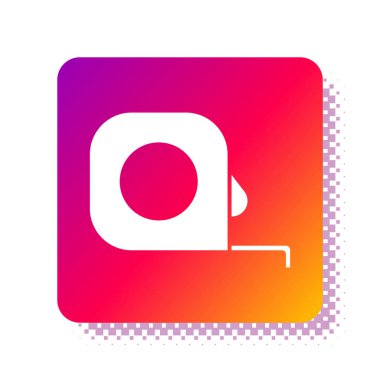 Beyaz Rulet inşaat ikonu beyaz arka planda izole edildi. Mezura ölçüm sembolü. Kare renk düğmesi. Vektör İllüstrasyonu