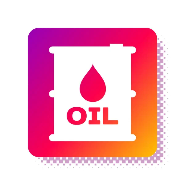 White Oil barrel icon isolated on white background. Oil drum container. For infographics, fuel, industry, power, ecology. Square color button. Vector Illustration — Stock Vector