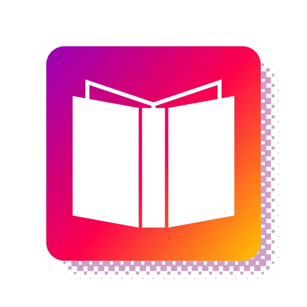 White Open book icon isoliert auf weißem Hintergrund. Quadratische Farbtaste. Vektorillustration — Stockvektor
