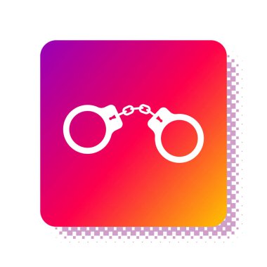 Beyaz kelepçe simgesi beyaz arkaplanda izole edilmiş. Kare renk düğmesi. Vektör İllüstrasyonu