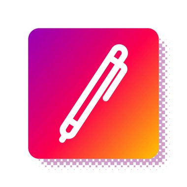 Beyaz kalem çizgisi simgesi beyaz arkaplanda izole edildi. Kare renk düğmesi. Vektör İllüstrasyonu