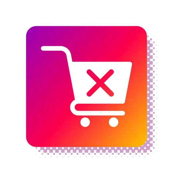 White Remove shopping cart icon isolated on white background. Online buying concept. Delivery service sign. Supermarket basket and X mark. Square color button. Vector Illustration — Stock Vector