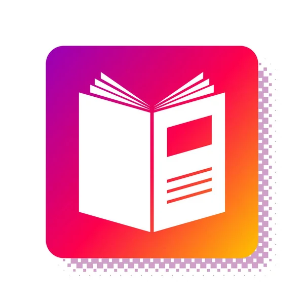 White Open book icon isoliert auf weißem Hintergrund. Quadratische Farbtaste. Vektorillustration — Stockvektor