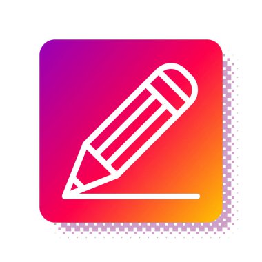 Beyaz arka planda beyaz kalem ve çizgi simgesi izole edildi. Eğitim işareti. Çizim ve eğitim araçları. Okul sembolü. Kare renk düğmesi. Vektör İllüstrasyonu