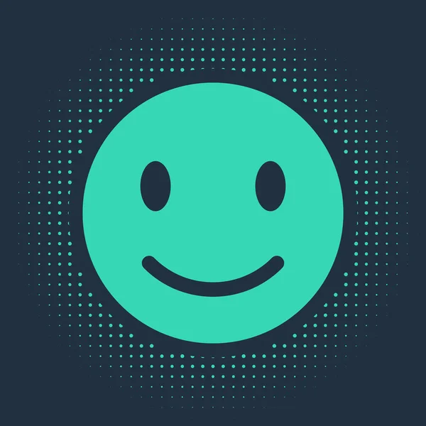 Icône de sourire vert isolé sur fond bleu. Émoticône souriant. Joyeux symbole de chat souriant. Cercle abstrait points aléatoires. Illustration vectorielle — Image vectorielle