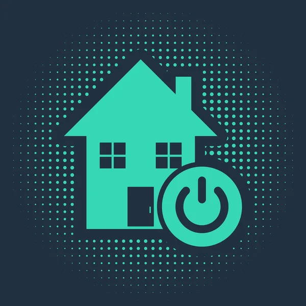 Grünes Smart-Home-Symbol auf blauem Hintergrund. Fernbedienung. abstrakte Kreis zufällige Punkte. Vektorillustration — Stockvektor