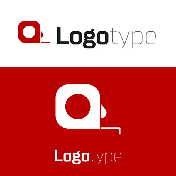 Röd Roulette konstruktion ikon isolerad på vit bakgrund. Bandmätarsymbol. Mall för logotyp. Vektor Illustration — Stock vektor