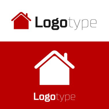 Kırmızı Ev simgesi beyaz arkaplanda izole edildi. Ev sembolü. Logo tasarım şablonu elemanı. Vektör İllüstrasyonu