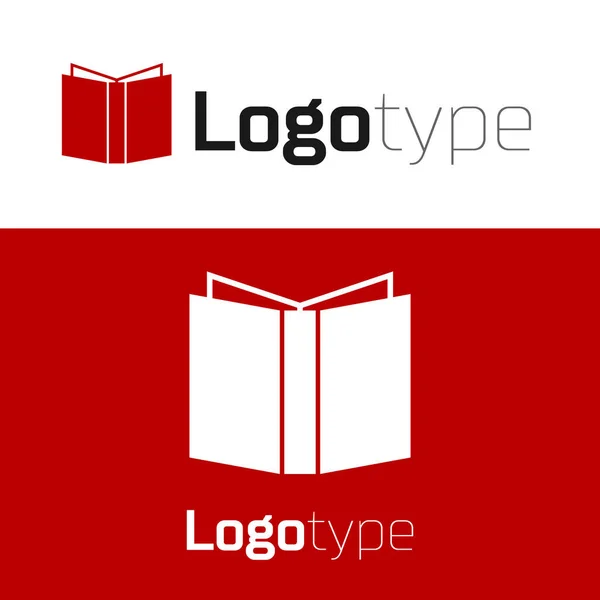 Rojo Icono de libro abierto aislado sobre fondo blanco. Elemento de plantilla de diseño de logotipo. Ilustración vectorial — Vector de stock