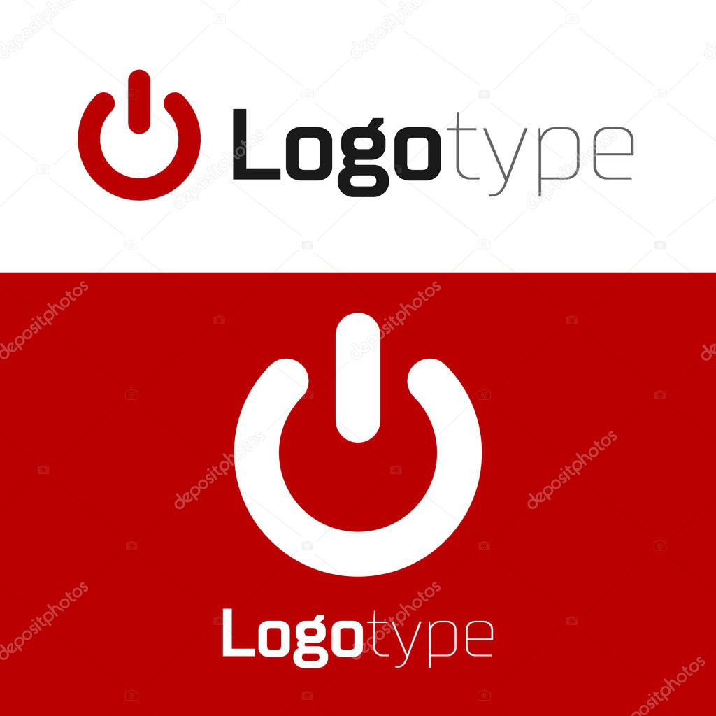 Red Power button icon isolated on white background. Start sign. Logo design template element. Vector Illustration