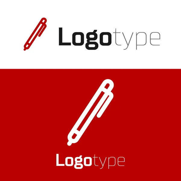 白の背景に赤いペンラインのアイコンが隔離されています。ロゴデザインテンプレート要素。ベクターイラスト — ストックベクタ
