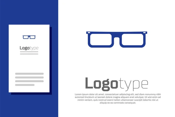 Blaues Brillensymbol isoliert auf weißem Hintergrund. Brillengestell-Symbol. Logo Design Template-Element. Vektorillustration — Stockvektor