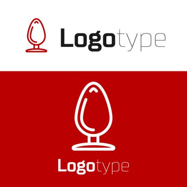 Kırmızı Anal tıkacı simgesi beyaz arkaplanda izole edildi. Kıç tıkacı işareti. Fetiş aksesuarı. Erkekler ve kadınlar için seks oyuncağı. Logo tasarım şablonu elemanı. Vektör İllüstrasyonu