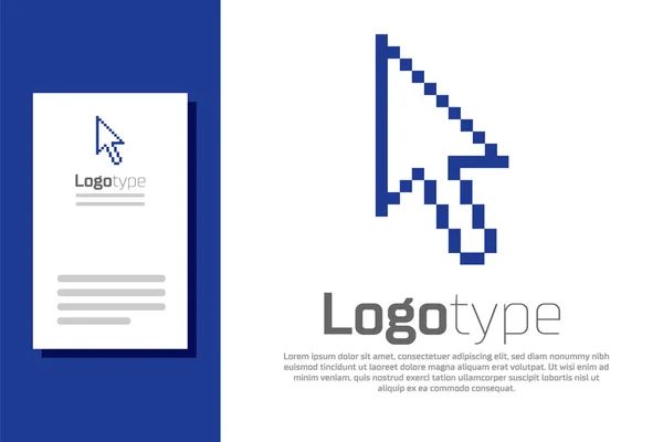Icona cursore freccia Pixel blu isolata su sfondo bianco. Elemento modello di design logo. Illustrazione vettoriale — Vettoriale Stock