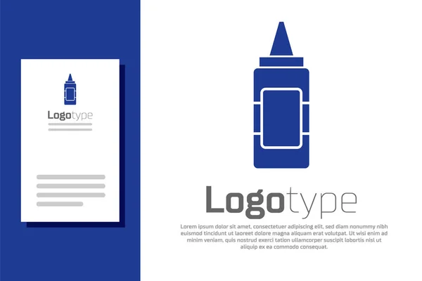 Icône bouteille de moutarde bleue isolée sur fond blanc. Modèle de conception de logo élément. Illustration vectorielle — Image vectorielle