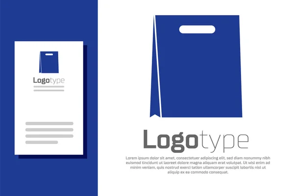 Ikona torby na zakupy Blue Paper izolowana na białym tle. Znak paczki. Element szablonu logo. Ilustracja wektora — Wektor stockowy