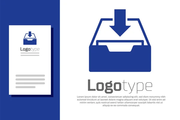 Niebieski Pobierz ikonę skrzynki odbiorczej izolowane na białym tle. Dodaj do archiwum. Element szablonu logo. Ilustracja wektora — Wektor stockowy