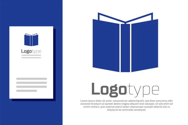 Ícone de livro aberto azul isolado no fundo branco. Elemento de modelo de design de logotipo. Ilustração vetorial — Vetor de Stock