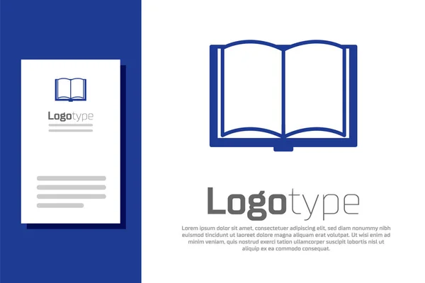 Ikona Blue Open knihy izolované na bílém pozadí. Prvek šablony návrhu loga. Vektorová ilustrace — Stockový vektor