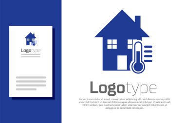 Mavi Saray 'ın sıcaklık simgesi beyaz arkaplanda izole edildi. Termometre simgesi. Logo tasarım şablonu elemanı. Vektör İllüstrasyonu