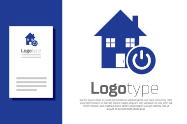 Mavi Akıllı ev simgesi beyaz arkaplanda izole edildi. Uzaktan kumanda. Logo tasarım şablonu elemanı. Vektör İllüstrasyonu