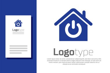Mavi Akıllı ev simgesi beyaz arkaplanda izole edildi. Uzaktan kumanda. Logo tasarım şablonu elemanı. Vektör İllüstrasyonu