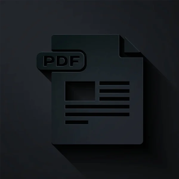 Papier wyciął dokument Pdf. Pobierz ikonę przycisku PDF izolowane na czarnym tle. Symbol pliku Pdf. Papier w stylu sztuki. Ilustracja wektora — Wektor stockowy