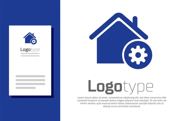 Blue Smart home instellingen icoon geïsoleerd op witte achtergrond. Afstandsbediening. Logo ontwerp template element. Vector Illustratie — Stockvector