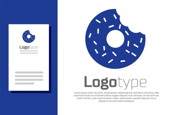 Blue Donut with sweet glaze icon isolated on white background. Logo design template element. Vector Illustration