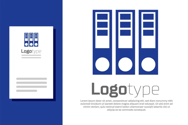 Cartelle blu Office con documenti e documenti icona isolata su sfondo bianco. Leganti per ufficio. Archivio cartella segno. Elemento modello di design logo. Illustrazione vettoriale — Vettoriale Stock