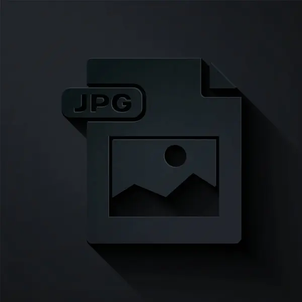 Папка вырезает файл JPG. Иконка кнопки изображения выделена на черном фоне. Символ файла JPG. Бумажный стиль. Векторная миграция — стоковый вектор