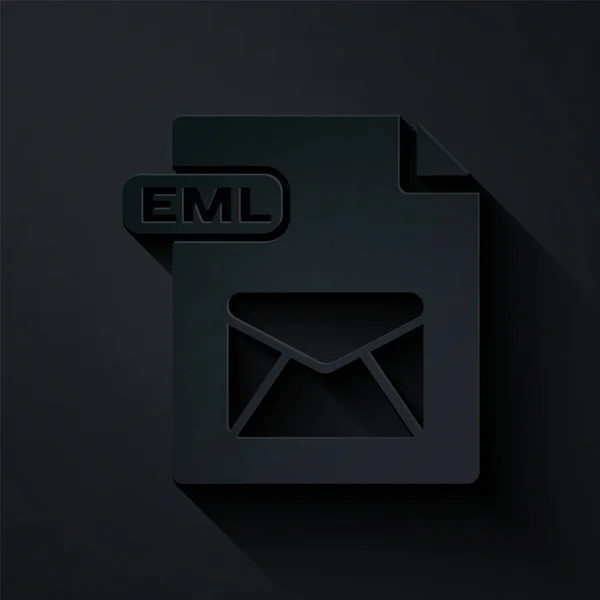 Papier coupé document de fichier EML. Télécharger icône bouton eml isolé sur fond noir. Le symbole du fichier EML. Style art du papier. Illustration vectorielle — Image vectorielle
