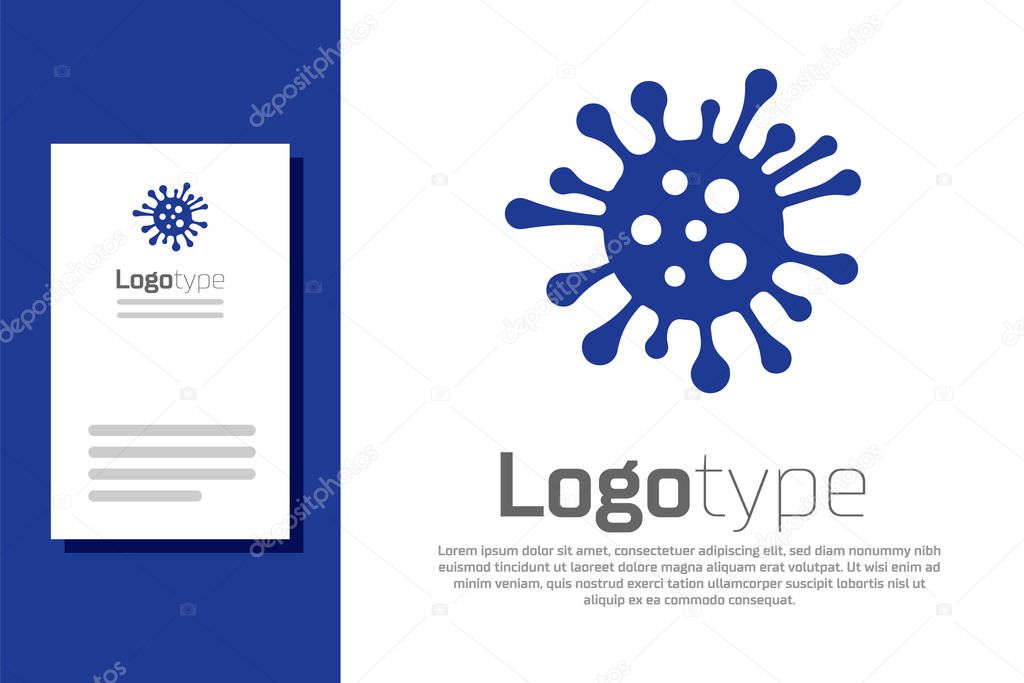 Blue Bacteria icon isolated on white background. Bacteria and germs, microorganism disease causing, cell cancer, microbe, virus, fungi. Logo design template element. Vector Illustration