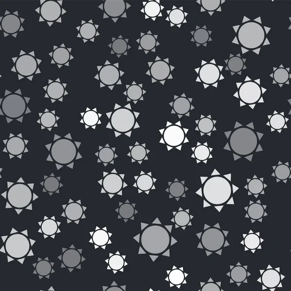 Grey Sun ikon elszigetelt zökkenőmentes minta fekete háttér. Vektorillusztráció — Stock Vector