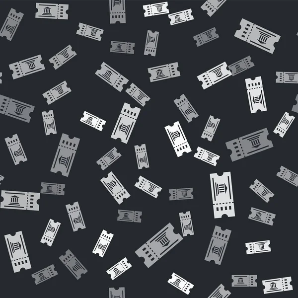 Grey Museum εισιτήριο εικονίδιο απομονωμένη αδιάλειπτη μοτίβο σε μαύρο φόντο. Ιστορία Μουσείο εισιτήριο εκδήλωση κουπόνι παραδέχονται εκδρομή έκθεση. Εικονογράφηση διανύσματος — Διανυσματικό Αρχείο