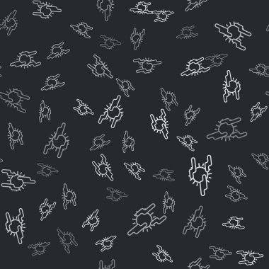 Gri sis ve güneş ikonu siyah arkaplanda izole edilmiş kusursuz desen. Vektör İllüstrasyonu