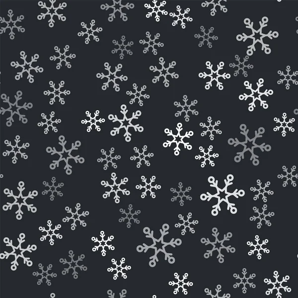 Grey Snowflake εικονίδιο απομονωμένη αδιάλειπτη μοτίβο σε μαύρο φόντο. Εικονογράφηση διανύσματος — Διανυσματικό Αρχείο