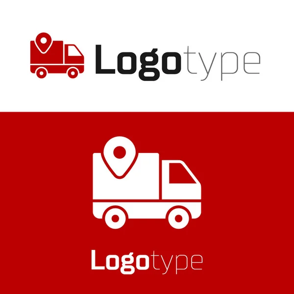 Ікона Red Delivery Ізольована Білому Тлі Відстежування Парселів Logo Design — стоковий вектор