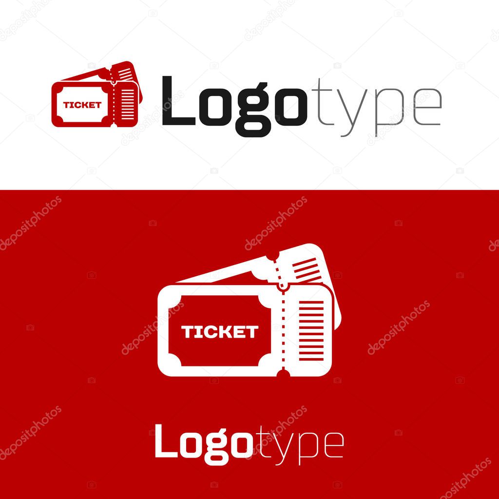 Red Ticket icon isolated on white background. Logo design template element. Vector Illustration