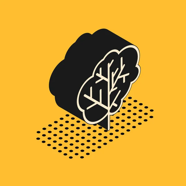 Isométrique Icône Arbre Isolé Sur Fond Jaune Symbole Forestier Illustration — Image vectorielle